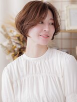 カバーヘア ブリス 志木南口駅前店(COVER HAIR bliss) 小顔ひし形レイヤーボブ抜け感ピンクベージュブリーチなし30代a