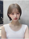 くびれボブ前髪ありゆるめパーマ外ハネボブシースルーぱっつん◎