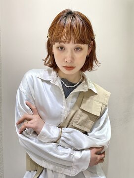マイル 渋谷(mile) ニュアンスボブ×暖色カラー