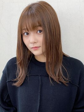 メル バイ ヘアサロン ニド(mer..by hair salon Nido) ナチュラル外ハネ×サイドバング×ブラウン