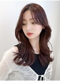 ブリーチなしチェリーブラウン髪質改善イルミナカラー韓国/原宿