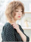 大人かわいいハイトーンくせ毛風ボブウルフc上尾20代30代40代!