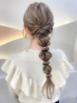 ホワイトグレージュミニウルフデジタルパーマチェリーブラウン