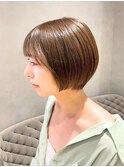 丸みショート/透明感カラー/ミルクティーブラウン　梶屋