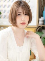 カバーヘア ブリス 志木南口駅前店(COVER HAIR bliss)&nbsp;外国人風ミルクティーブラウン前下がりボブh3志木20代30代40代