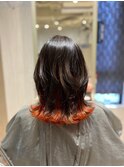20代30代大人可愛いインナカラーオレンジイヤリングカラー