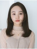 イメチェン　美髪　ミディアム　内巻き　前髪なし