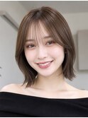 韓国風シースルーバング×顔まわりレイヤーくびれボブ