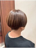 白髪ぼかしハイライトミディアムレイヤー顔周りカットミセスヘア