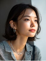 ロッソ 大橋店(Rosso) 暗髪のすっきり耳かけ外ハネボブ【大橋】