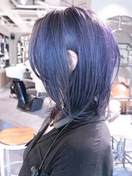 ロリム(RorriM) ウルフカット　パープル　シルバーハイライト　ダブルカラー