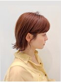 大人ショートボブ前髪あり外ハネ切りっぱなしボブ丸顔面長 K0504