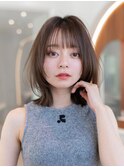 大人かわいい前髪セシルカットココアブラウンフリンジウェーブ