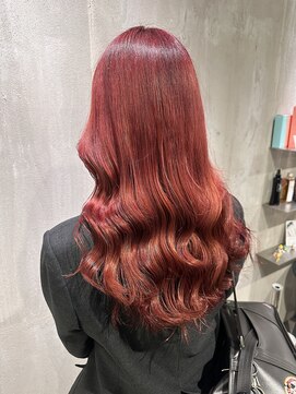 トテ(tote.) レッドカラーブリーチカラー艶巻き暖色カラー