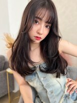 アンジェリカ 尼崎店(ANGELICA) ANGELICA 内巻き無造作ダークブラウン ぱっつん前髪