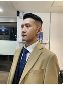 メンズカットフェードスキンフェードサイドパート七三分け
