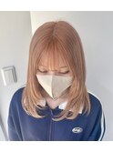 レイヤー/オレンジベージュ/ブリーチ/ハイトーン