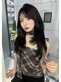 韓国ヘア　レイヤーカット　髪質改善　ダークグレー　SAYAKA