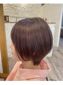 【ショート】暖色丸みショートスタイル