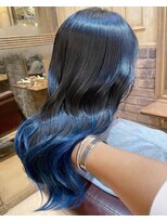 ロワンバイアルティナ 横須賀中央店(Rowan by artina)&nbsp;ダークブルー/カーテンバング/顔周りカット/エンドカラー