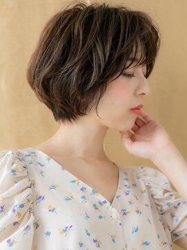 カバーヘア ブリス 志木南口駅前店(COVER HAIR bliss) 黒髪ダークアッシュウルフショートレイヤーマッシュボブ30代W
