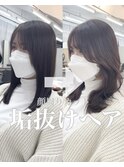 韓国×顔まわりカット×レイヤーカット×グレージュ