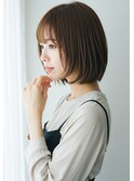 30代40代50代フェイスレイヤーナチュラルボブ透明感カラー