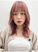 美髪ミニウルフチェリーブラウンミディアムレイヤーaa