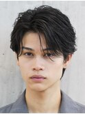 原宿フェザーパーマメンズカットネープレスセンターパート30代