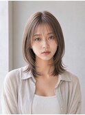 船橋駅ミントベージュミディアムレイヤーストレート透明感カラー