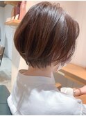 小顔 ショートボブ ココアブラウン