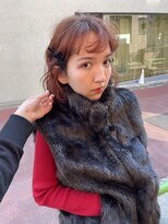 ノラギンザユー(NORA GINZA/U) オレンジブラウンヘアアレンジボブレイヤー顔まわりカット