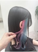 インナーカラー ピンク×水色
