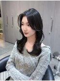 メルティカラーフェミニンロング似合わせカット韓国ブリーチなし