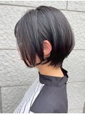 大人ひし形ショートボブ/愛されボブ/黒髪ボブ/前下がりボブ/小顔