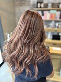 ピンクベージュハイライト×髪質改善