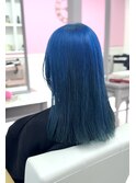 ハイトーン/個性的/派手髪/寒色系カラー/ストレートヘア/ブルー