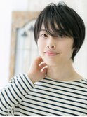 20代30代爽やか伸ばしかけ七三ブラックくせ毛風ショートa上尾