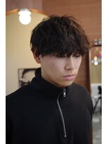 エディ(Edy)&nbsp;メンズマッシュシャドウパーマケアパーマブラウンカラー岡山