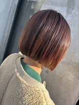 プリエ(Plie) 切りっぱなしボブ×ピンクブラウン