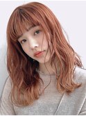 【GARDEN 田中麻由】オレンジフォギーベージュ毛先パーマ外ハネ