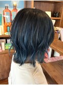 外ハネ切りっぱなしボブ/グラデーションカラー/バレイヤージュ