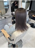 セミロング×グレージュ
