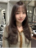韓国ヘアーハッシュカットレイヤーカットグレージュブリーチ無し