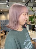 渋谷ブリーチカラータッセルボブ顔周りレイヤー切りっぱなしボブ