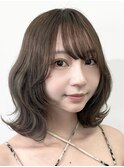 有村架純風ミディアムカットアッシュカラーグレージュ