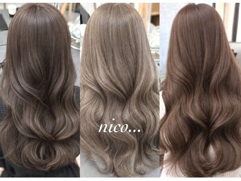 ニコ(nico...)の写真/ブリーチを使った透明感ハイトーンカラーや、ブリーチなしダブルカラーで赤みゼロのカラーもnicoなら叶う♪