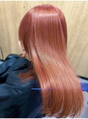 橋本オリジナル絹髪縮毛矯正×高発色コーラルピンクカラー