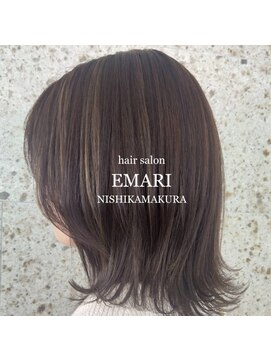 エマリ ニシカマクラ(EMARI) くびれミディアムレイヤー×顔まわり似合わせカット×ハイライト