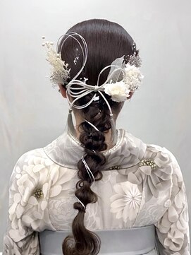 クレア(Crea) お呼ばれヘア◆三つ編み編み込みポニーテール浴衣ヘア暗めカラー